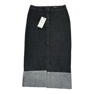 ZARA Dark Wash Denim Midi Skirt – Size M – New With Tags